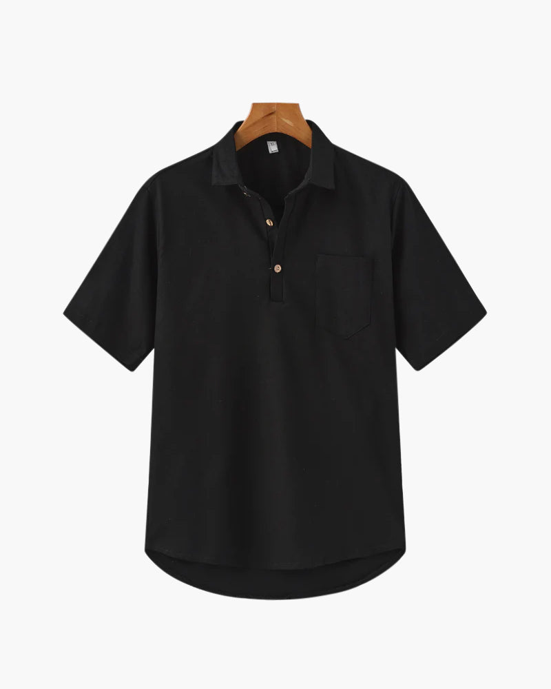 Casablanca Linen Polo - Black