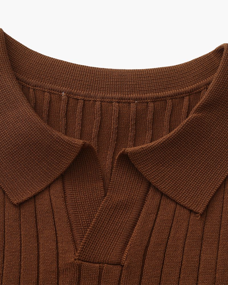 Ribbed Polo - Brown