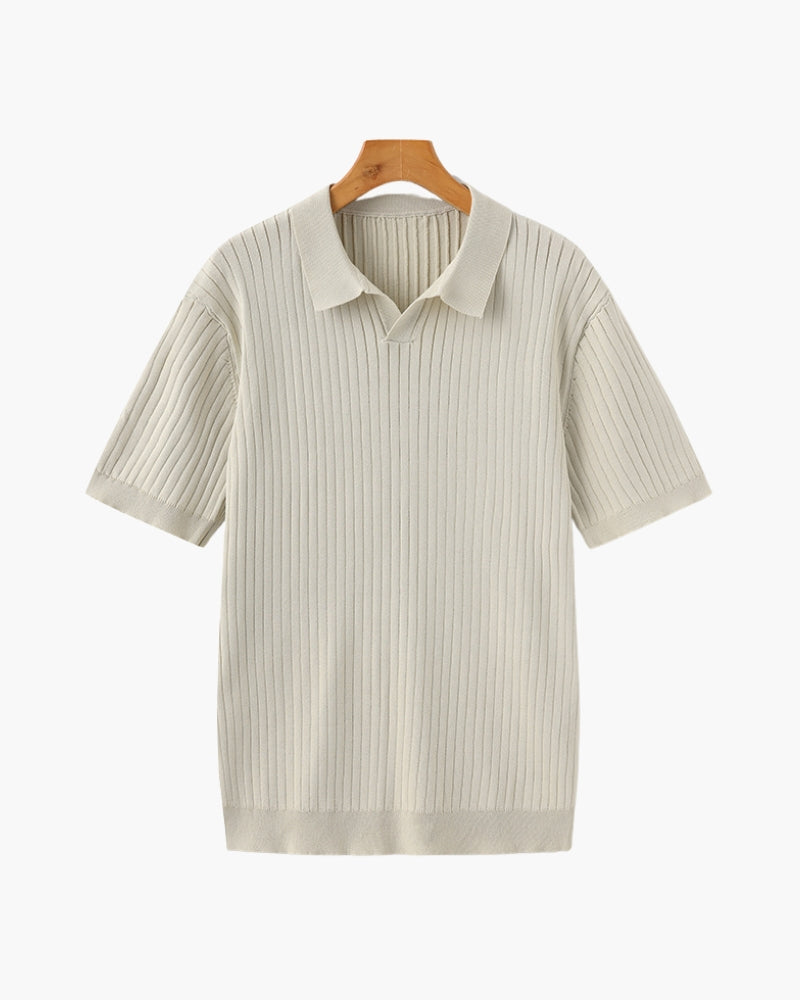 Ribbed Polo - Beige