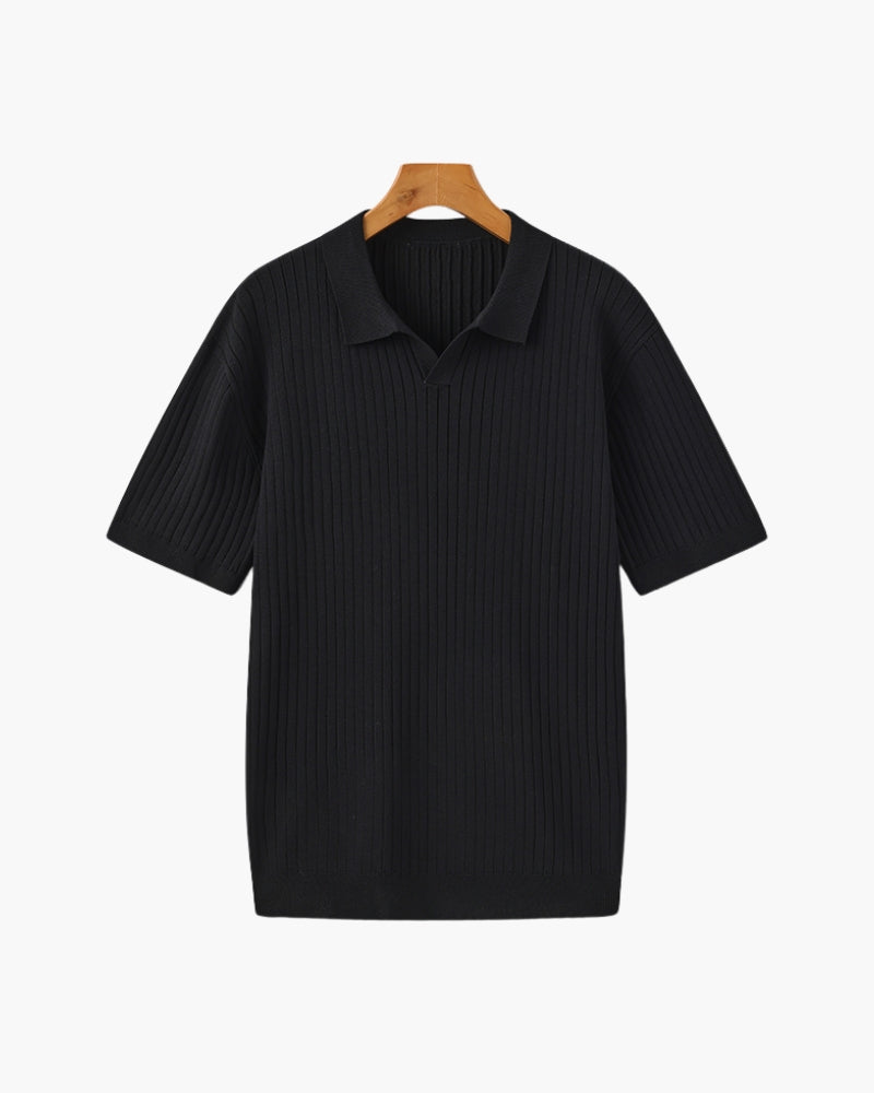 Ribbed Polo - Black