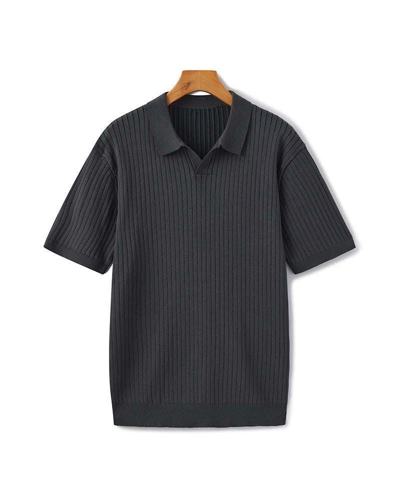 Ribbed Polo - Grey