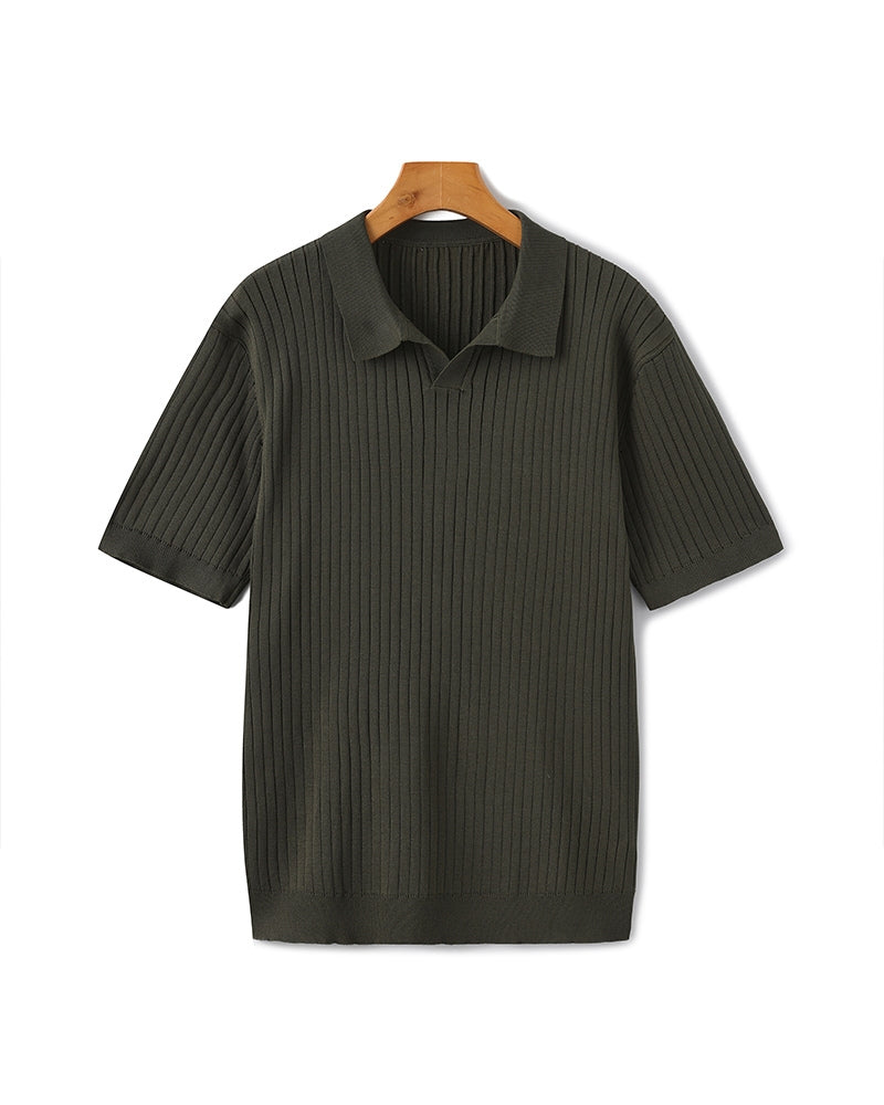 Ribbed Polo - Green